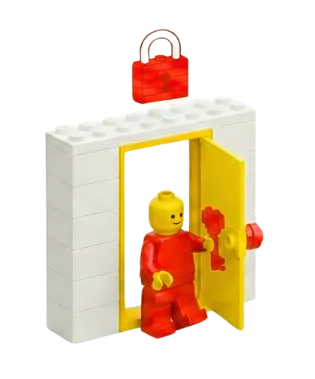Minifig LEGO ouvrant une porte
