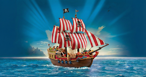 Bateau pirate Playmobil naviguant sur l’océan – catégorie Monde Playmobil